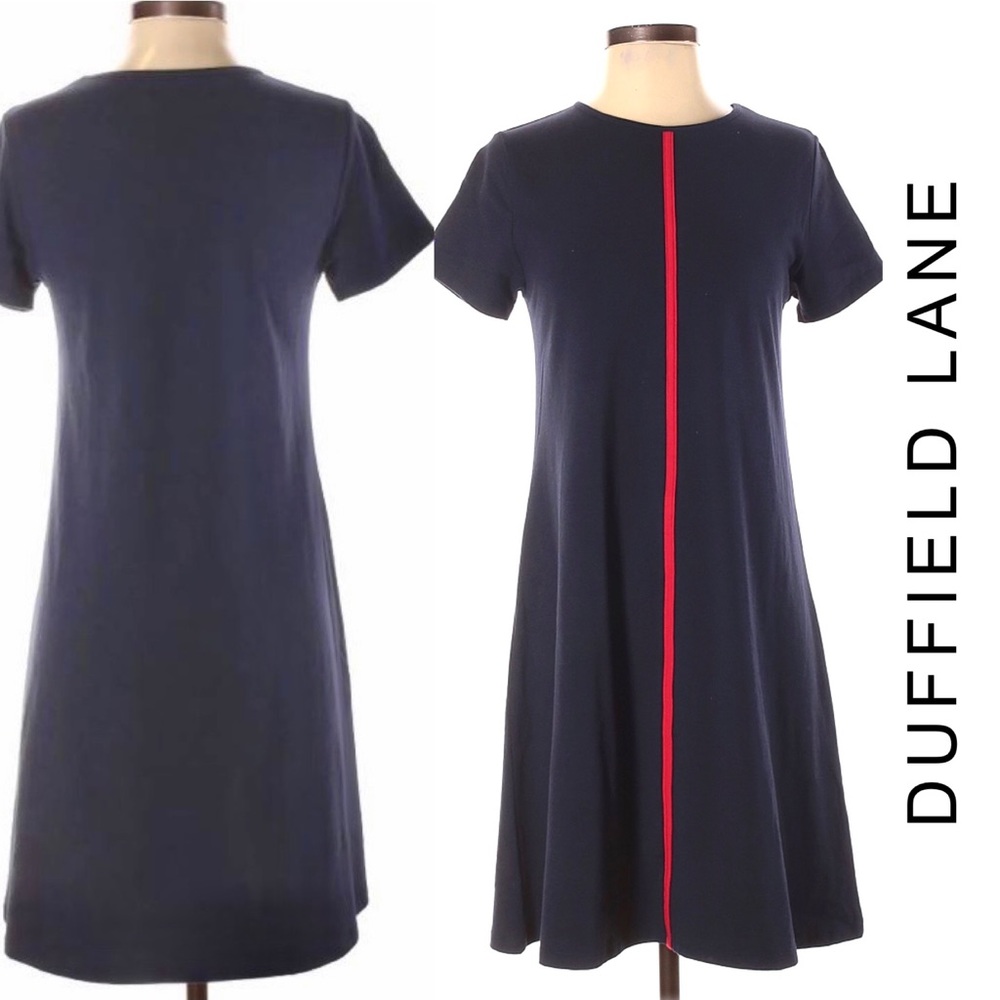 Duffield Lane Addison Dress in Navy Red Stripe, S
